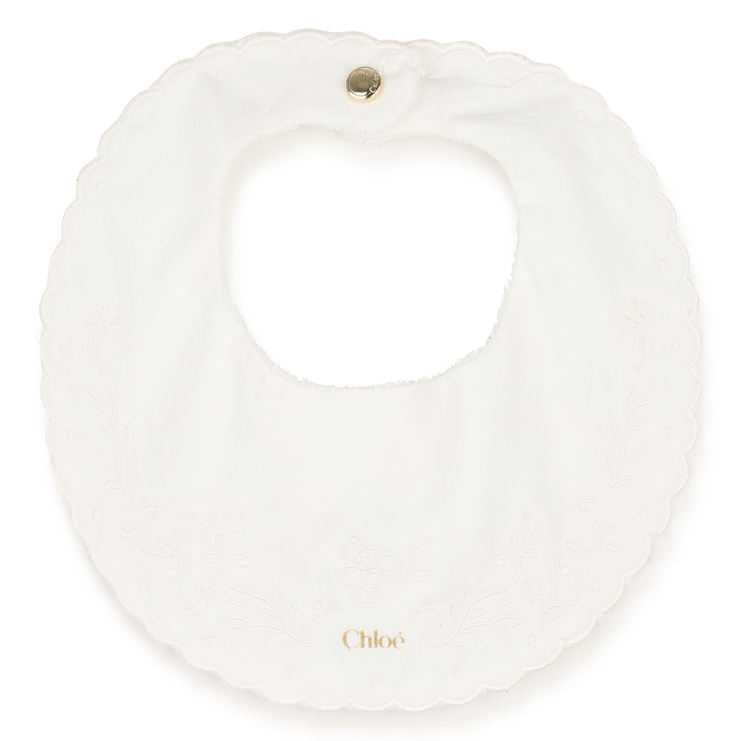 C21403 OFFWHITE FOOTIE AND BIB SET IN GIFT BOX