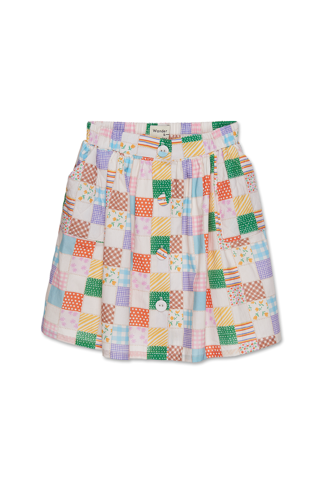 C24131L-QUILTED SKIRT-multi quilt