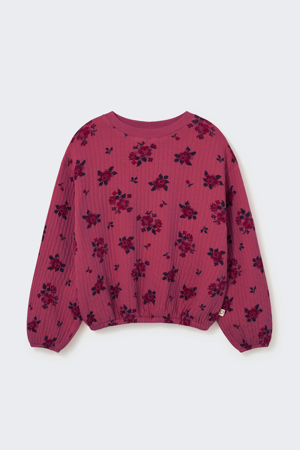 CELIAK245W6 QUILTED FLORAL PRINT SWEATSHIRT - PRUNE