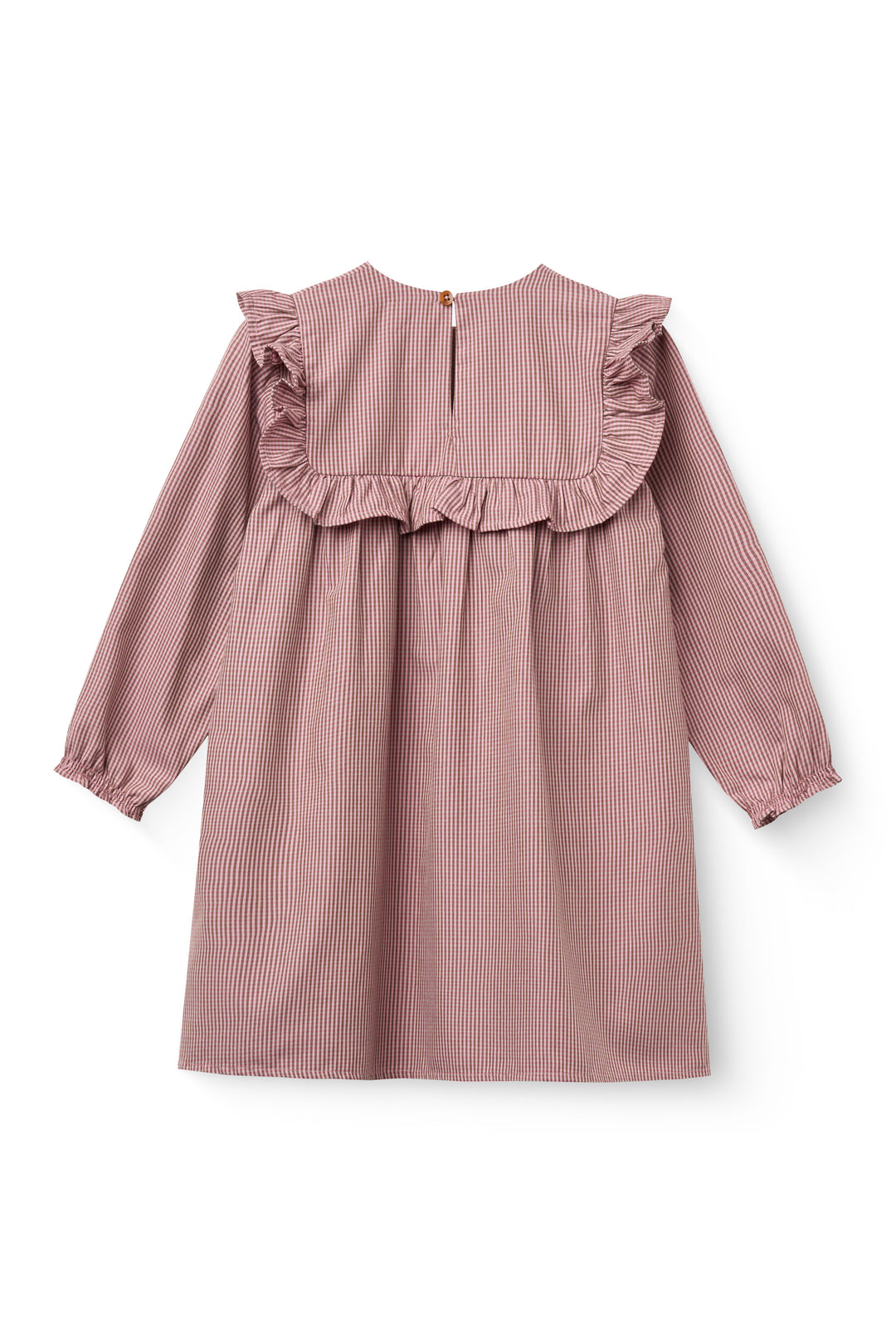 252-220-500 CHECKERED DRESS W. EMB. AND RUFFLE - WINTER ROSE CHECK COMB