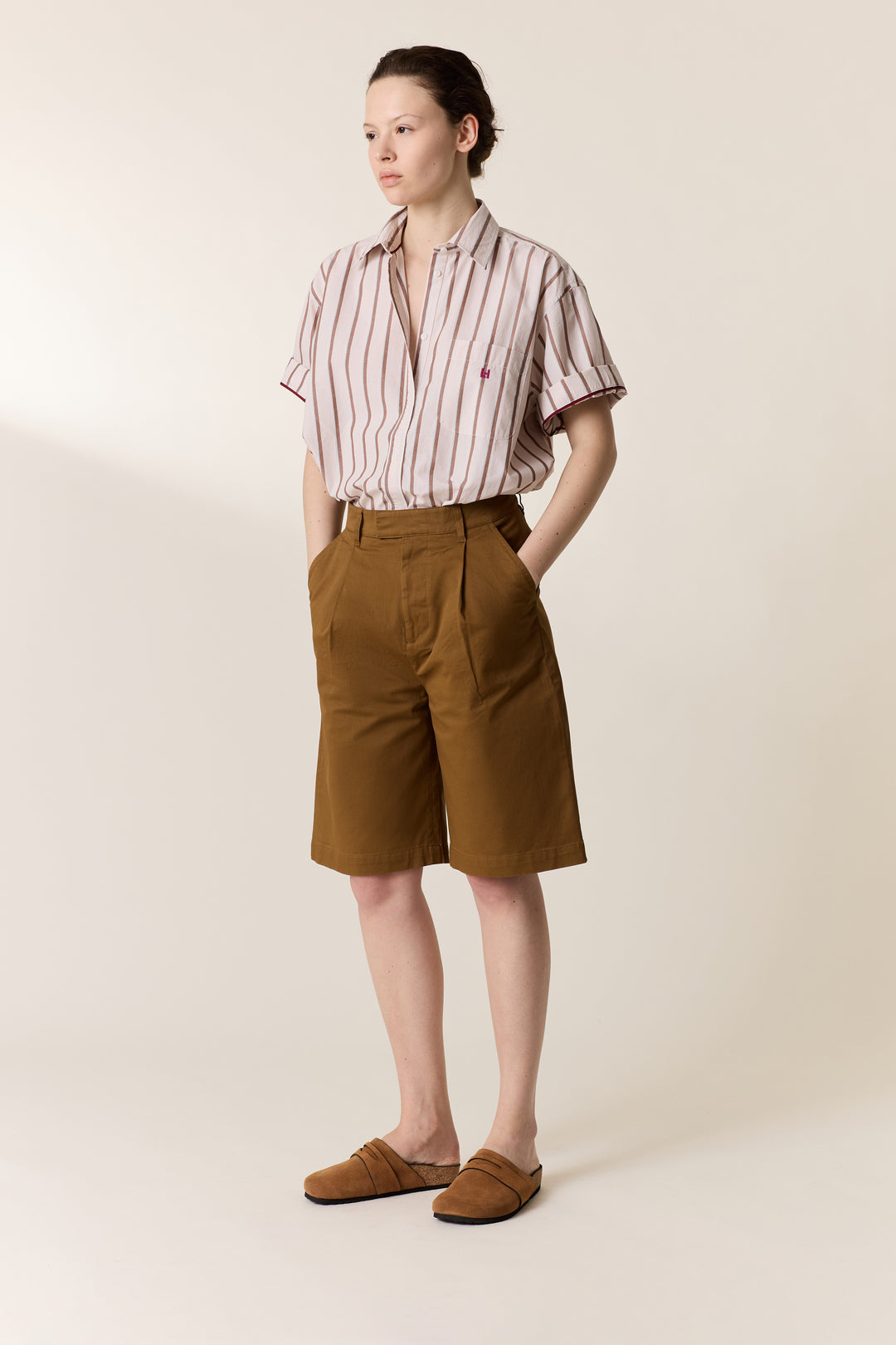 Clay TC129 Strp + Powder Short Sleeve Shirt with Collar
