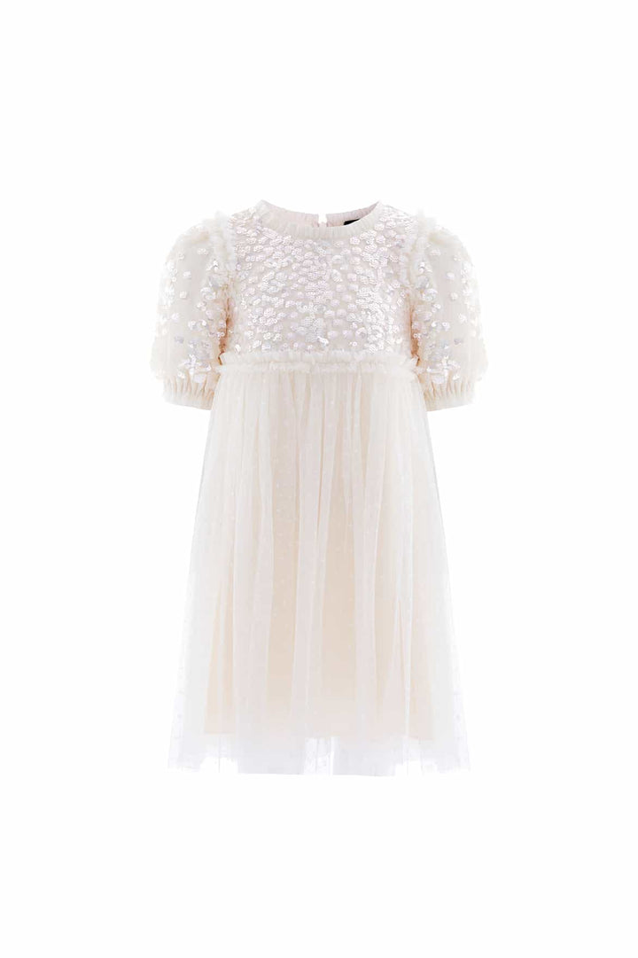 CONFETTI BODICE KIDS DRESS-CREAM