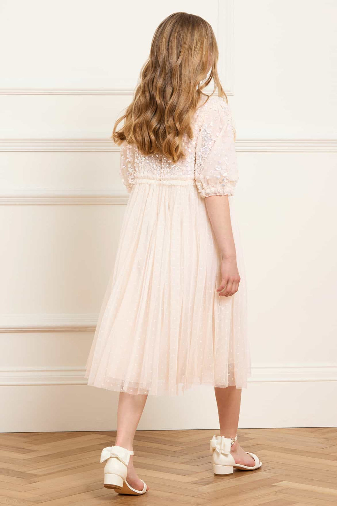 CONFETTI BODICE KIDS DRESS-CREAM