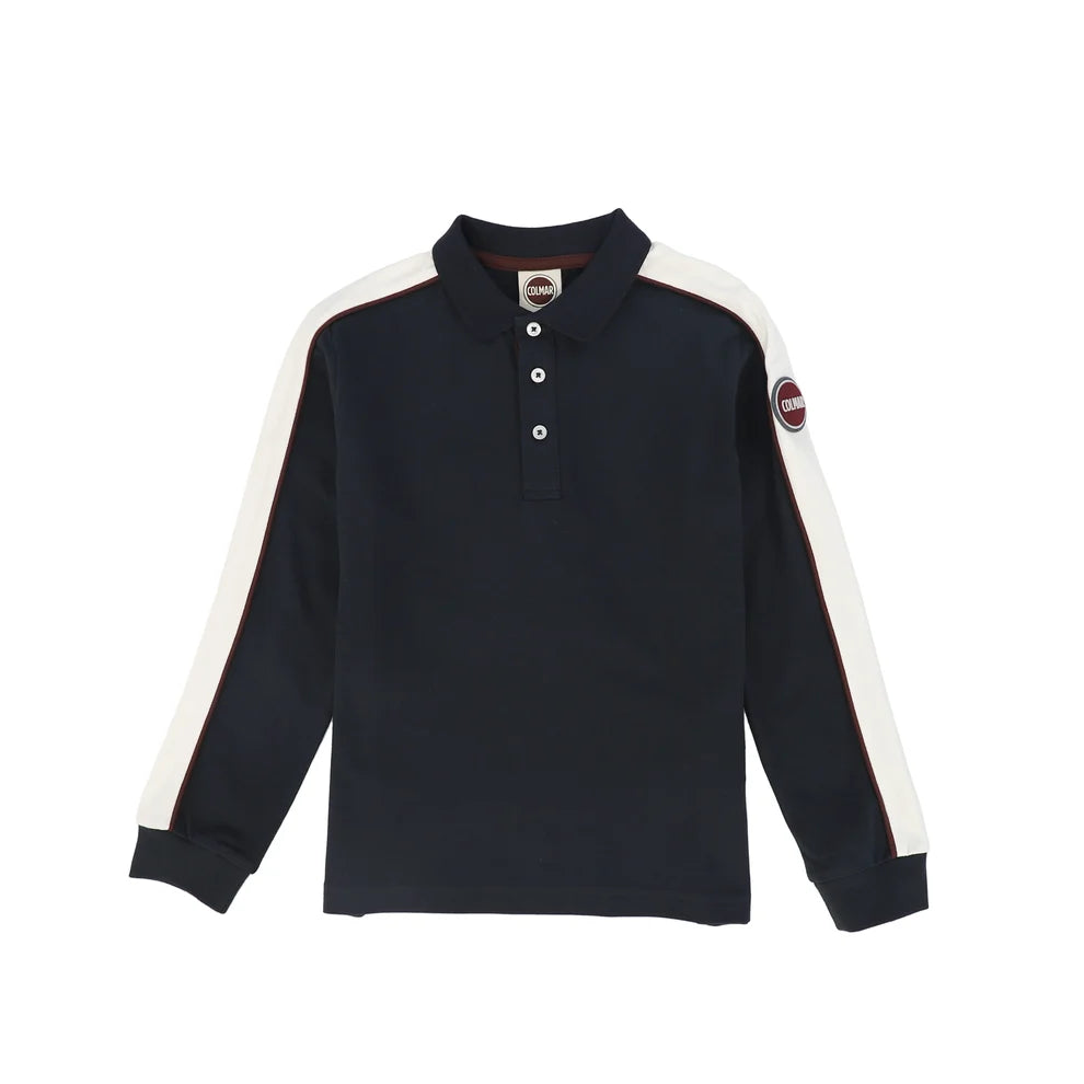 35000 CONTRAST COLOURS INSERTS LONG SLEEVES POLO - NAVY BLUE-TOFU-BRICK