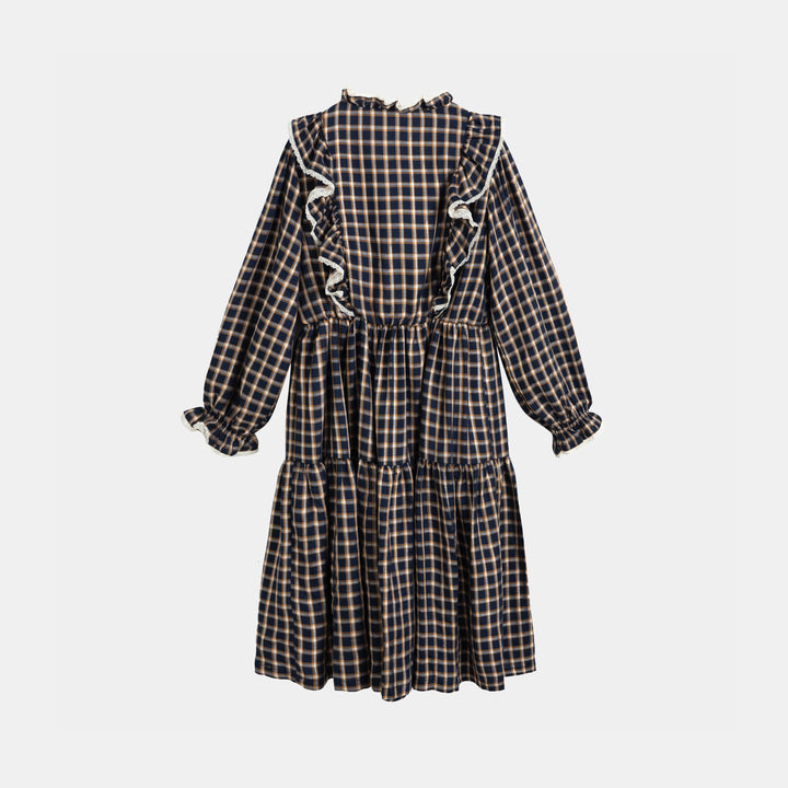 Bella Dress Blue Check Lurex