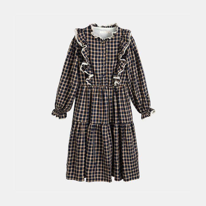 Bella Dress Blue Check Lurex