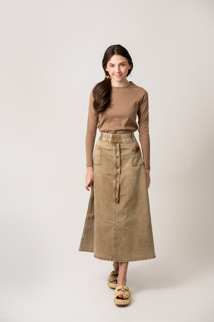 SS804AMidi - Denim Skirt- M Desert Denim