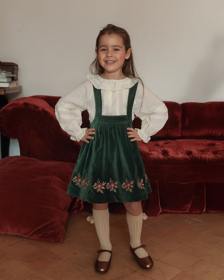 FB-FW26-00006 BELLE DRESS SHORT - VELVET FOREST GREEN