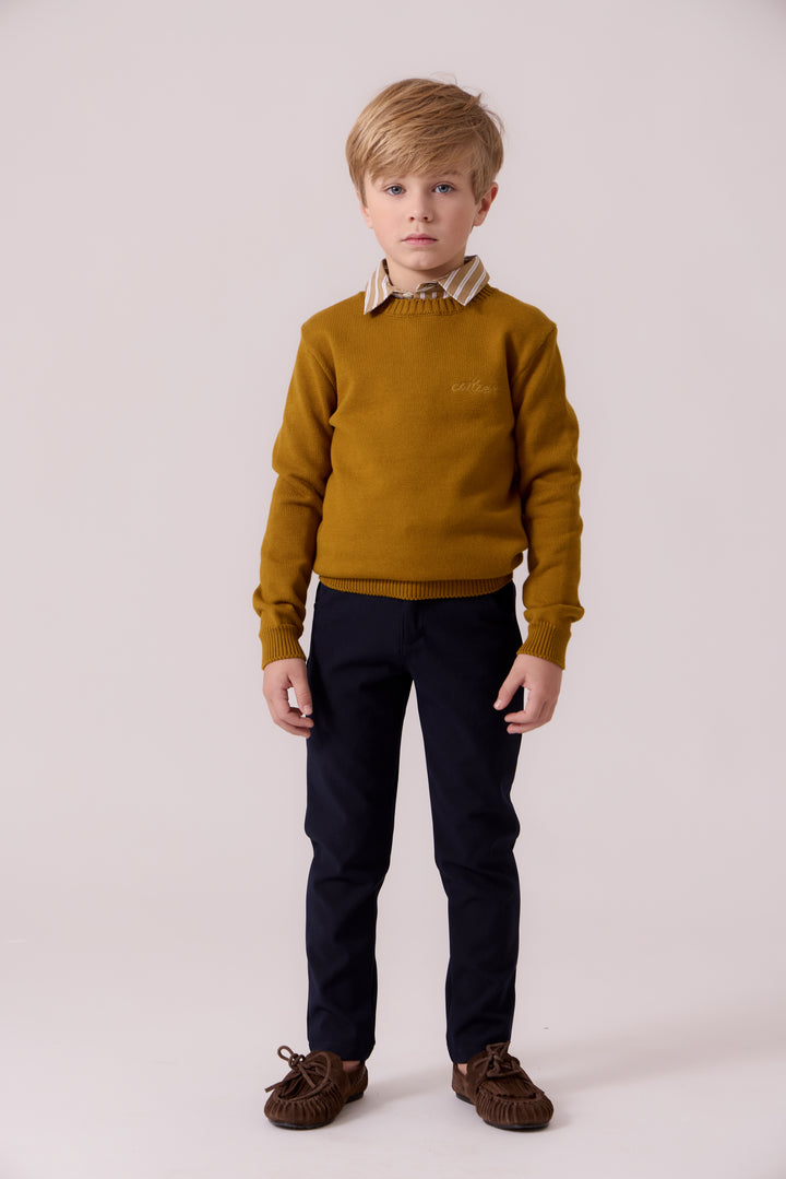 J410 Sean Cable Knit Sweater - Mustard