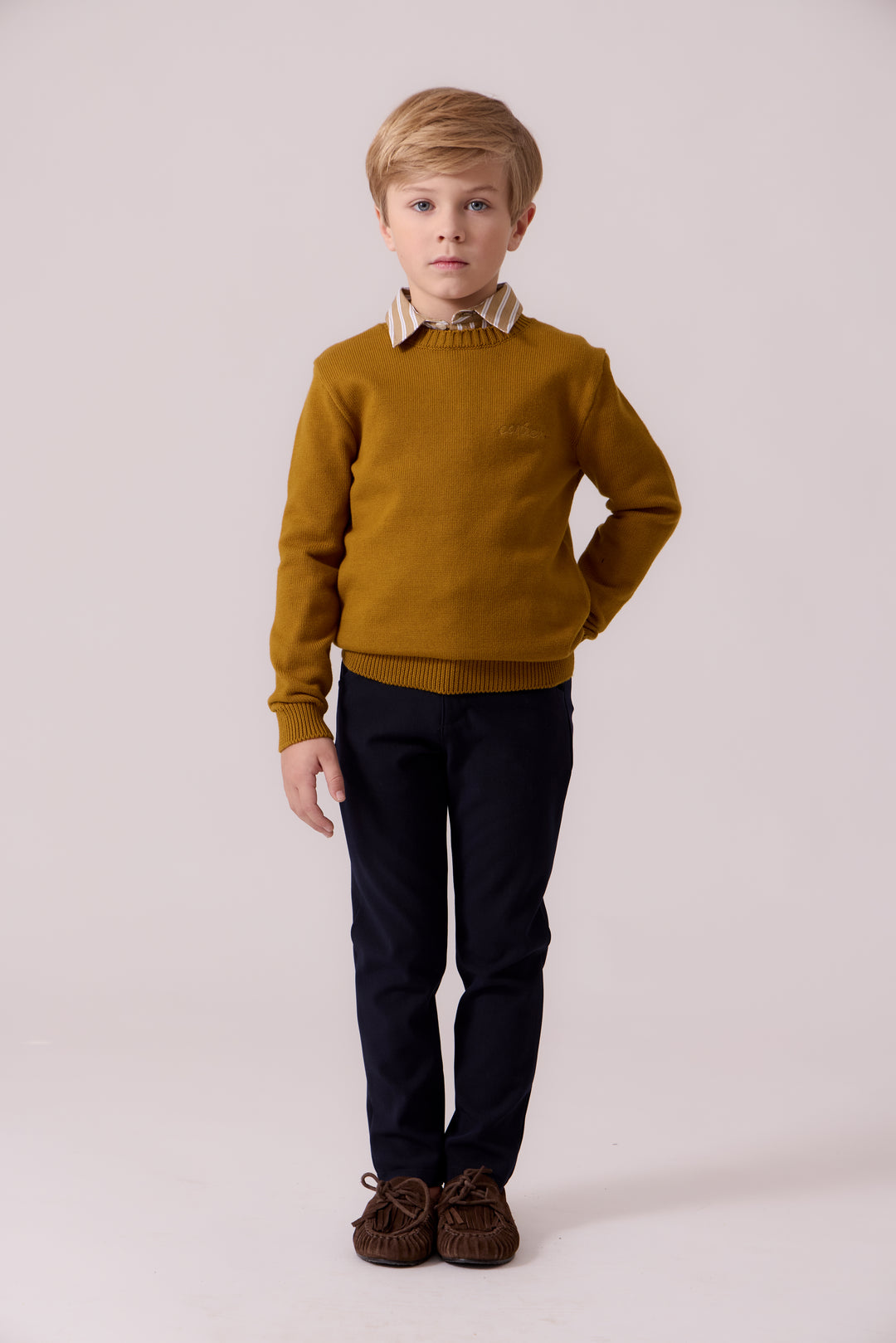 E413 Leo Stripe Shirt - Mustard