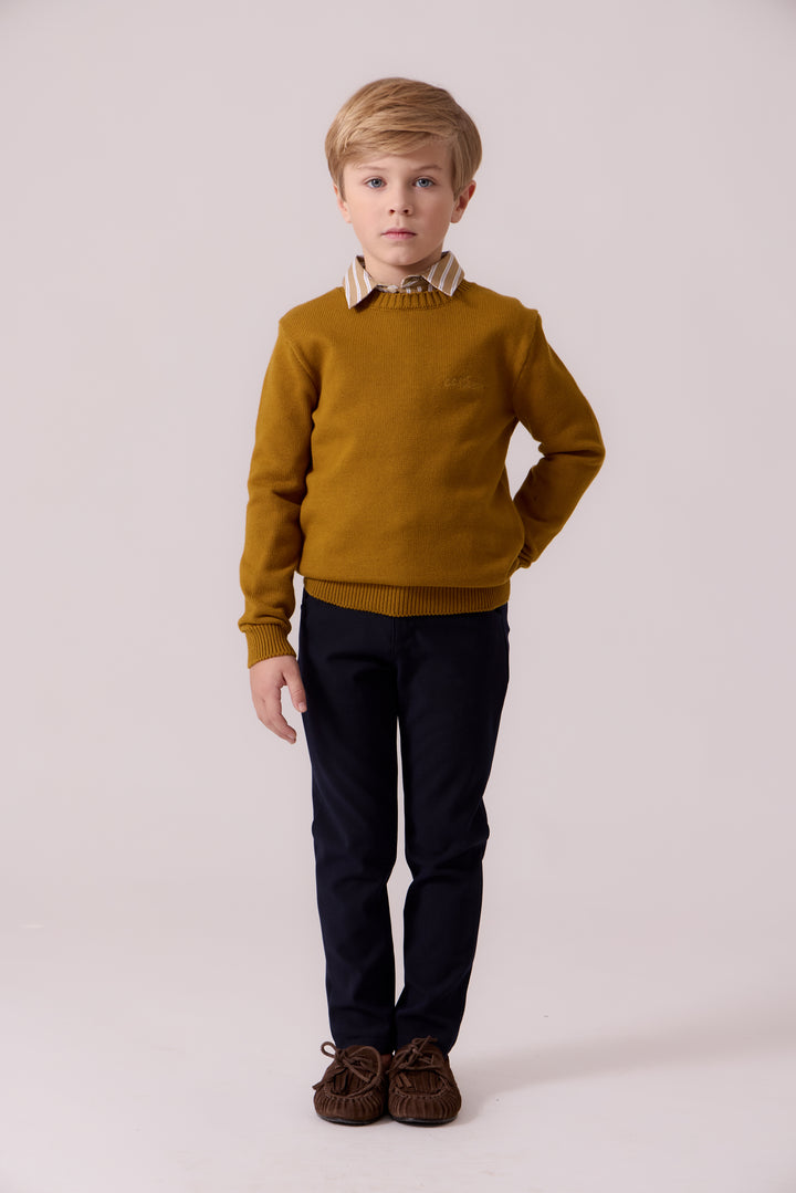 J410 Sean Cable Knit Sweater - Mustard
