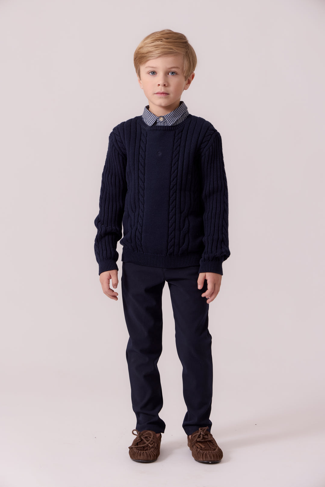 J410 Sean Cable Knit Sweater - Navy