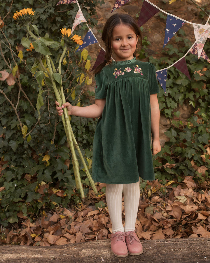 FC-FW26-00018 ERIKA DRESS SHORT - VELVET FOREST GREEN