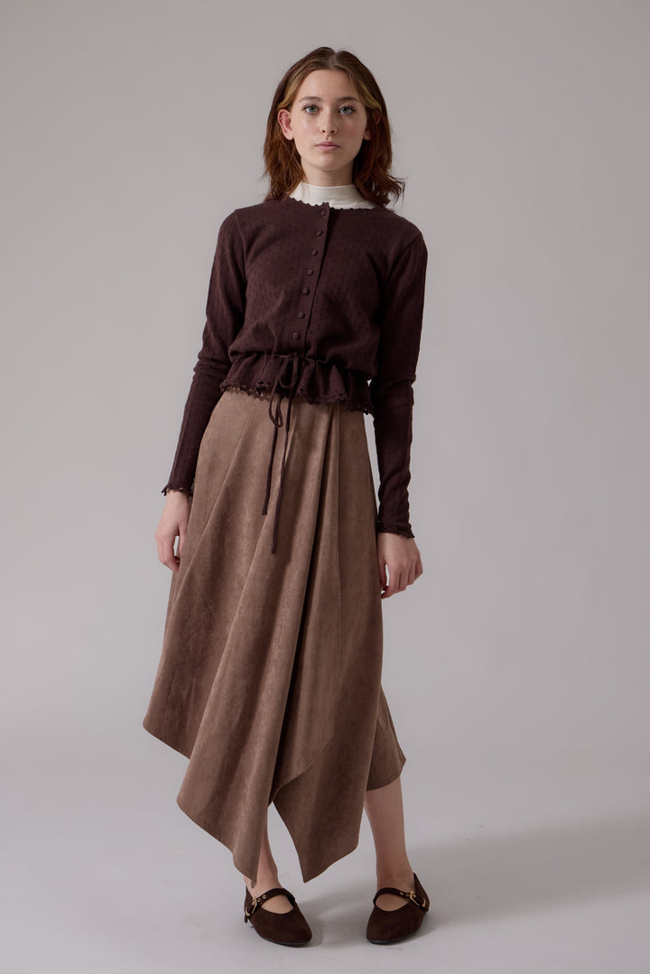 L406 Claudia Wrap Midi Skirt Taupe