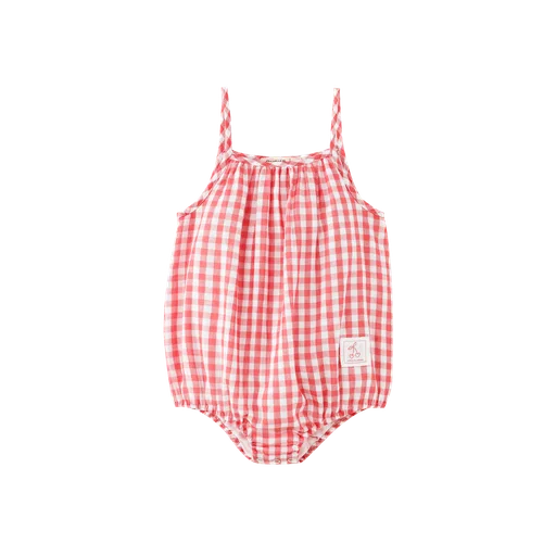 GINGHAM ROMPER-SHERBET MULTI