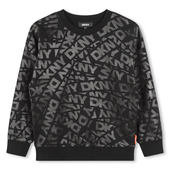 D60208-LS SWEATSHIRT W/ DKNY AOP -Black