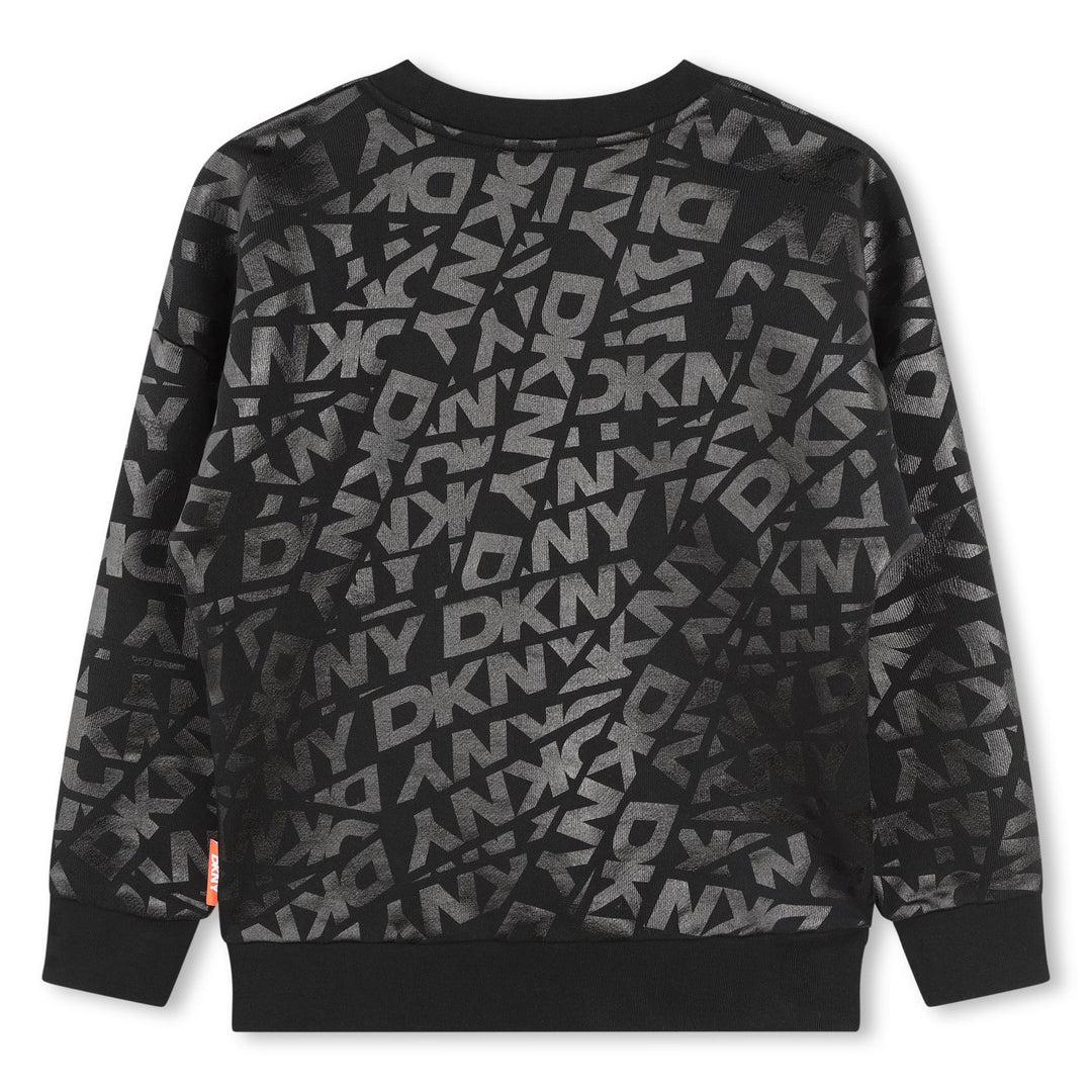 D60208-LS SWEATSHIRT W/ DKNY AOP -Black