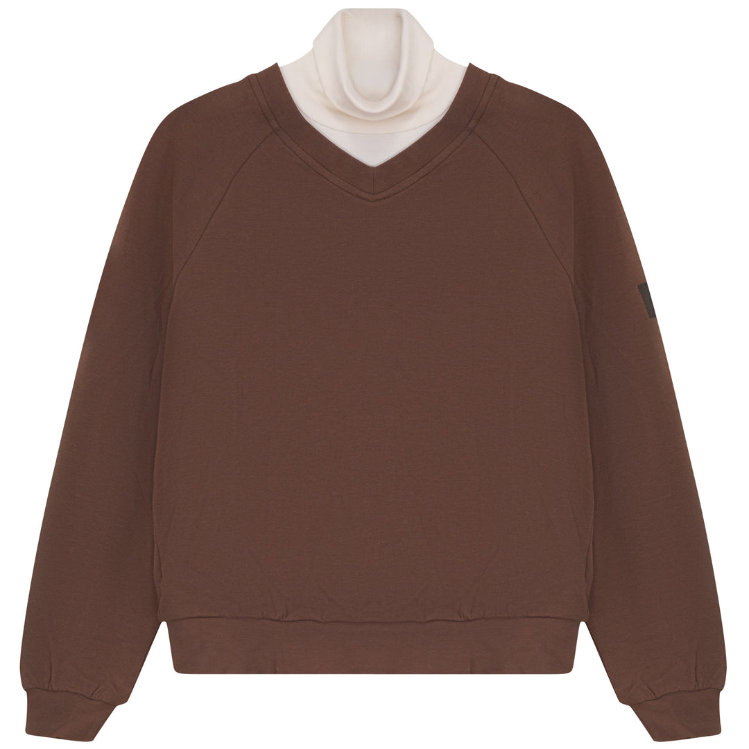 D928 BACK SNAPS DETAIL TOP-BROWN