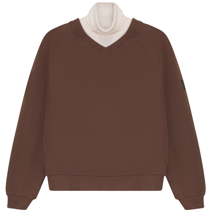 D928 BACK SNAPS DETAIL TOP-BROWN