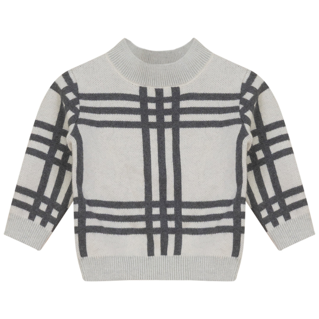 DAWSON-PLAID MOCK NECK SET-CREAM/CHARCOAL