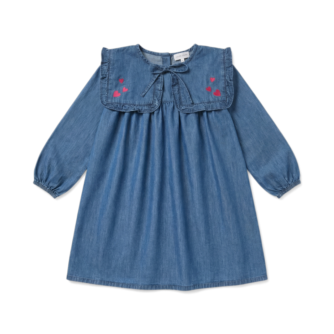 W261027 DRESS CELICIA LONG CHAMBRAY - BLUE