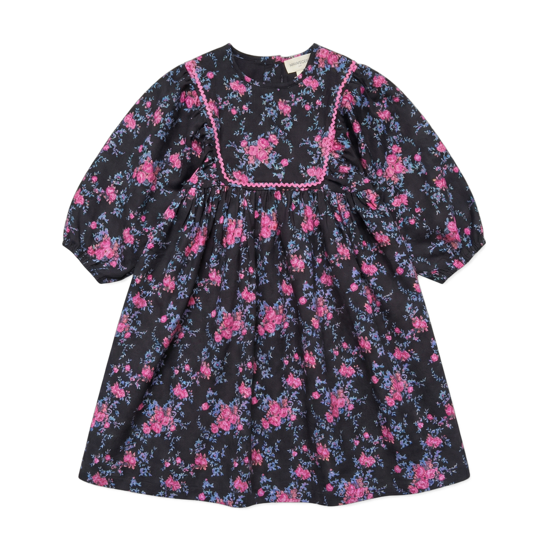 W261012 DRESS MAHANI TWILL BOUQUET - BLACK