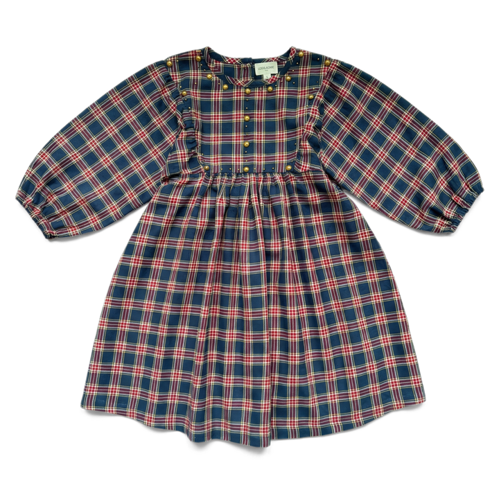 W261021 DRESS MAHANA TWILL TARTAN - DARK NAVY