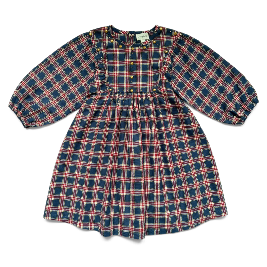W261031 DRESS MAHANA LONG TWILL TARTAN - DARK NAVY