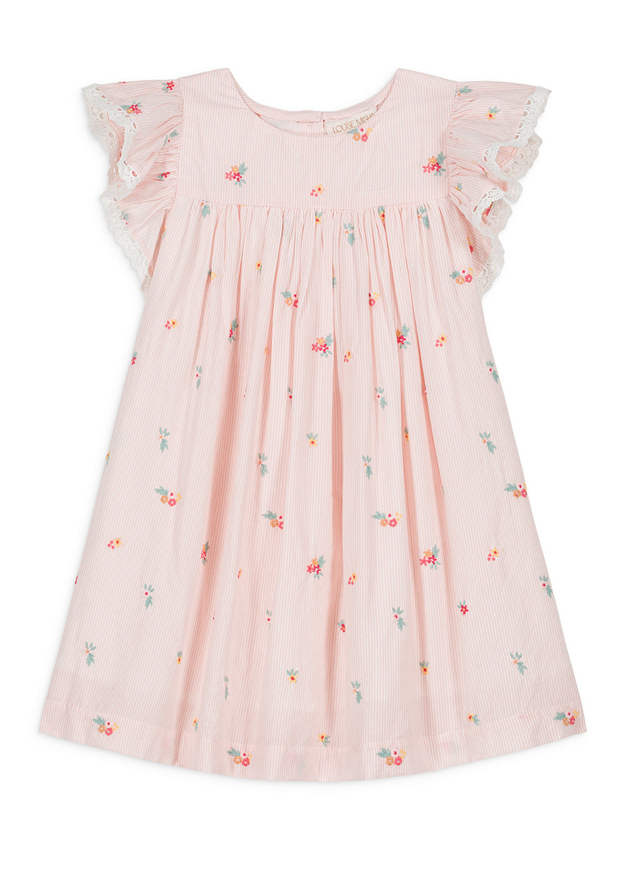 DRESS SHANTI-Pink Bouquet Stripes