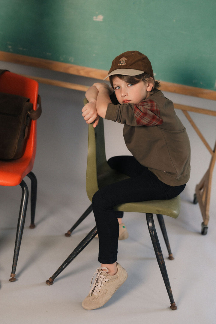 K8102 PLAID INSERT SWEATSHIRT-OLIVE