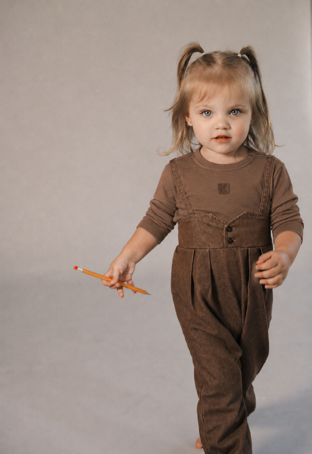 K8406 YOKE DETAIL DENIM ROMPER-BROWN DENIM