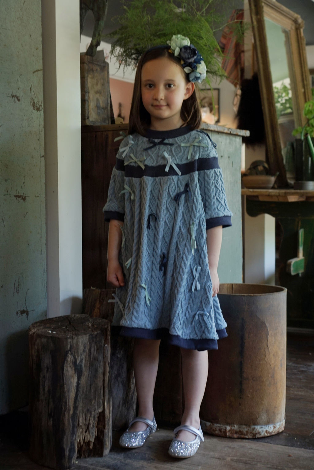 FW26-KD7S MARISOL BOW SWEATER DRESS - PERIWINKLE