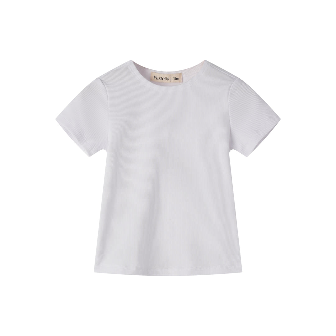 RIBBED SHORT SLEEVE TEE-WHITE