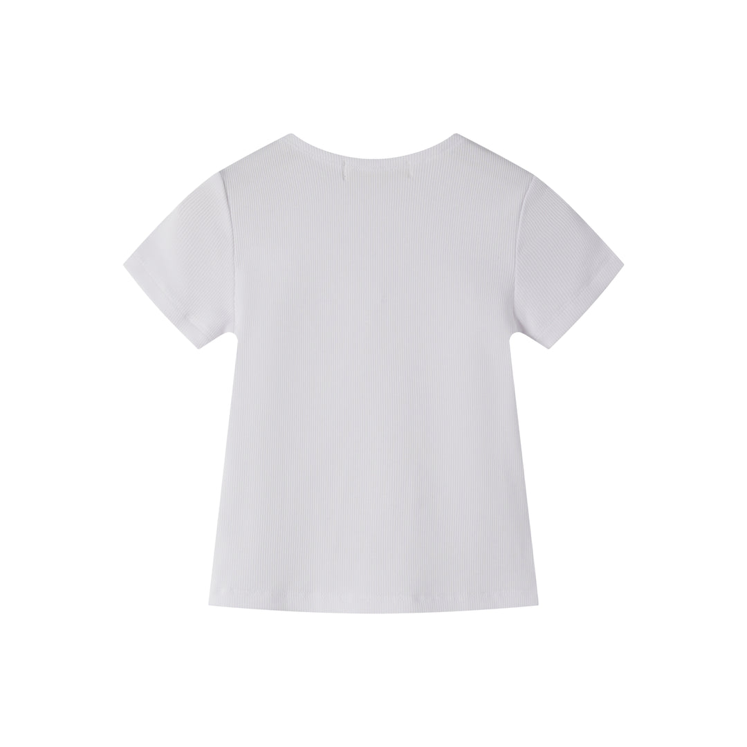 RIBBED SHORT SLEEVE TEE-WHITE