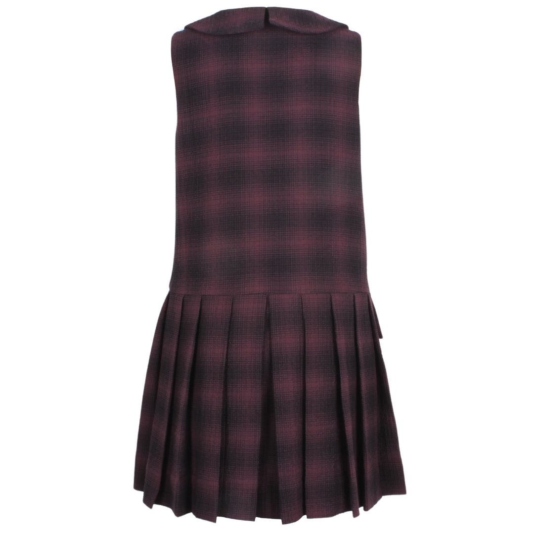 Dolly Pinafore Dress-Burgundy Check