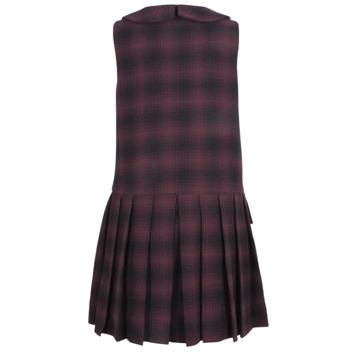 Dolly Pinafore Dress-Burgundy Check