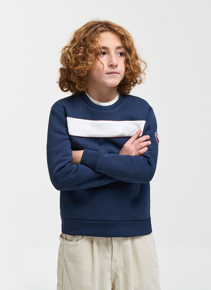 36000014/3LN CREWNECK WITH PIPINGS -  NAVY BLUE-TOFU