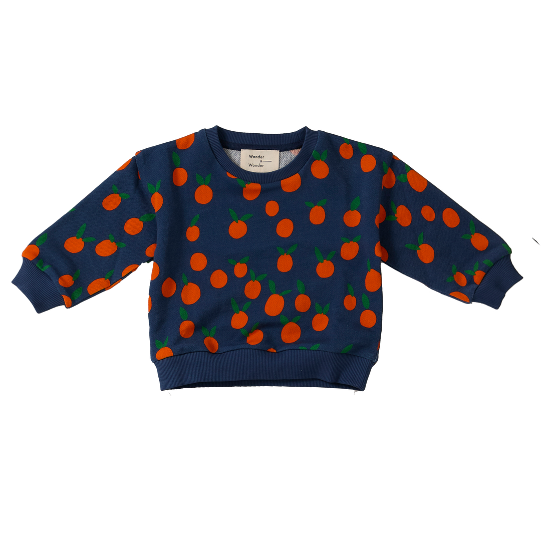 E26209 BABY PRINTED SWEATSHIRT - NAVY TANGERINE