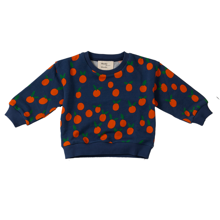 E26209 BABY PRINTED SWEATSHIRT - NAVY TANGERINE