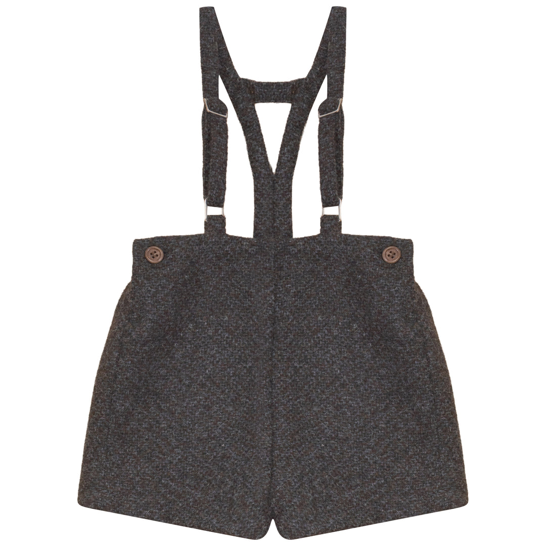 E2746GR/BR BOY TWEED SHORTS WITH SUSPENDERS