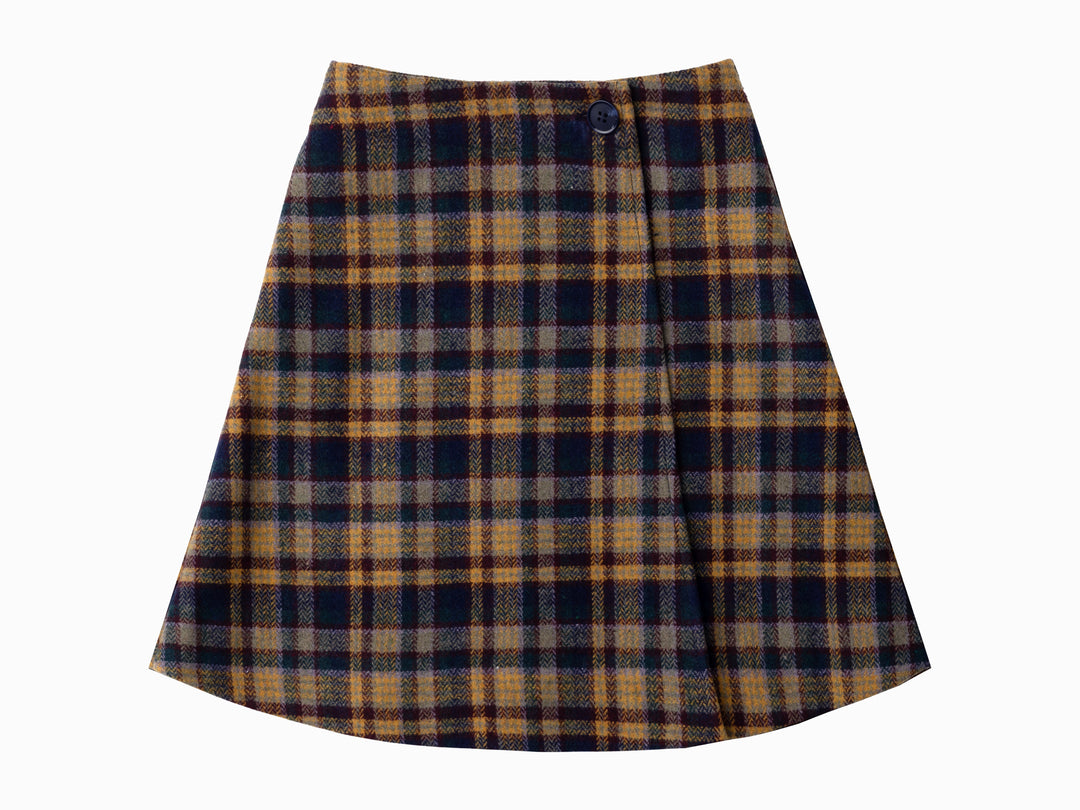 E422 Aria Plaid Wrap Skirt - Multi