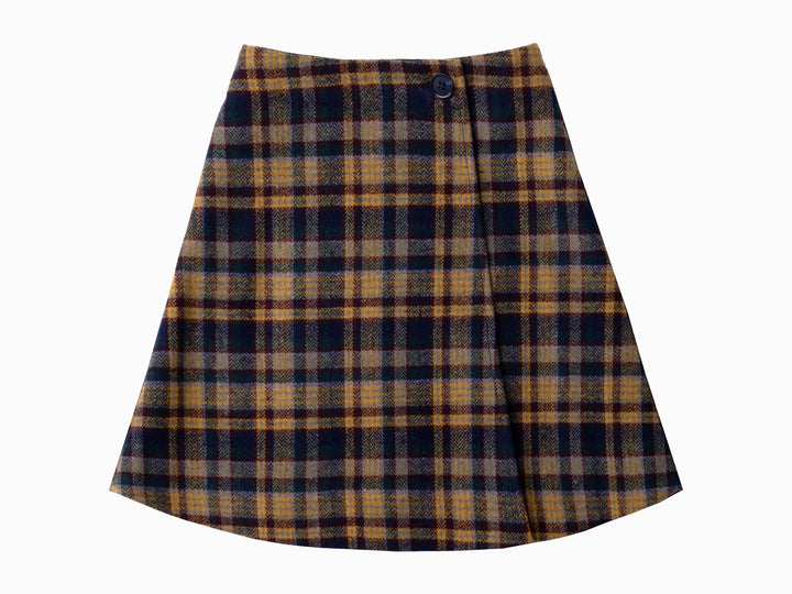 E422 Aria Plaid Wrap Skirt - Multi