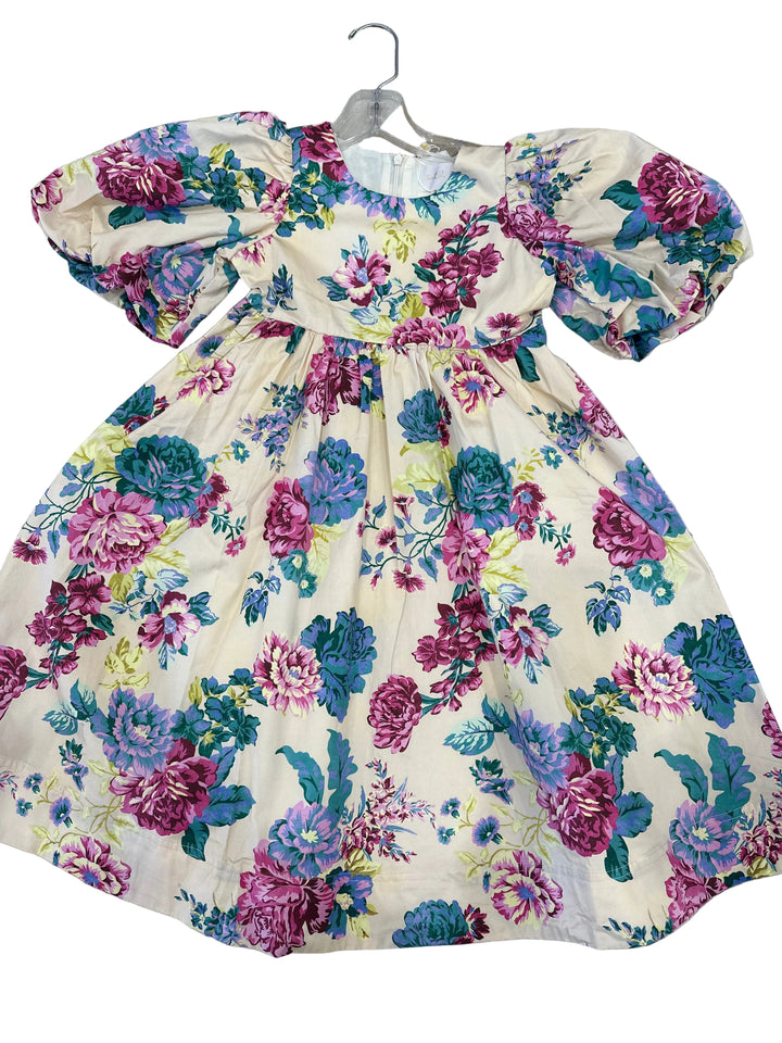 1387B-ELBOW SLV JEWEL PRINT POPLIN DRESS