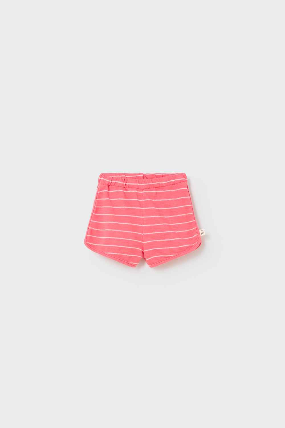 ELIO304S5-ORGANIC WIDE STRIPES CREPE BABY SHORTS-confetti pink