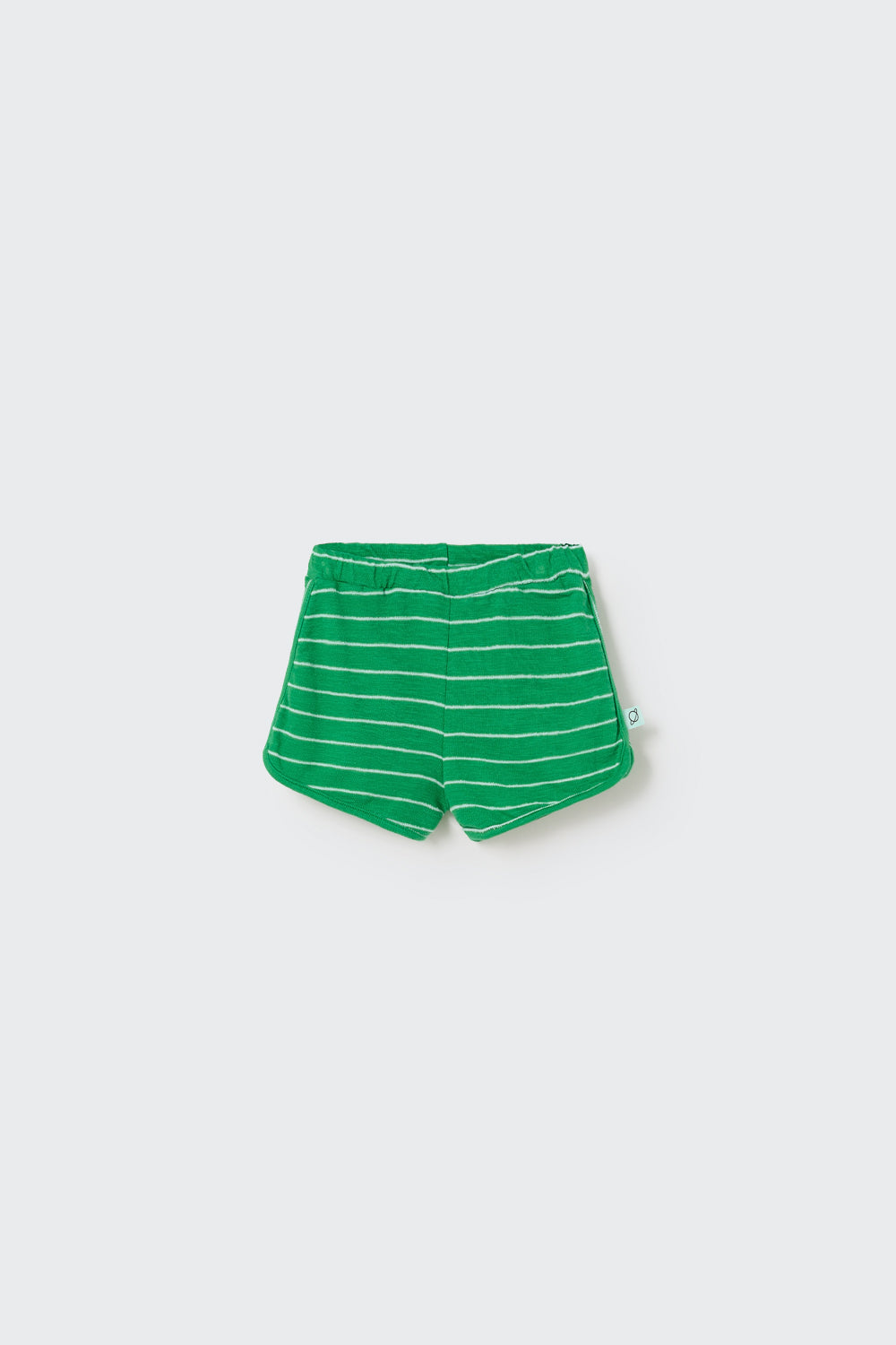 ELIO304S5-ORGANIC WIDE STRIPES CREPE BABY SHORTS-grass green