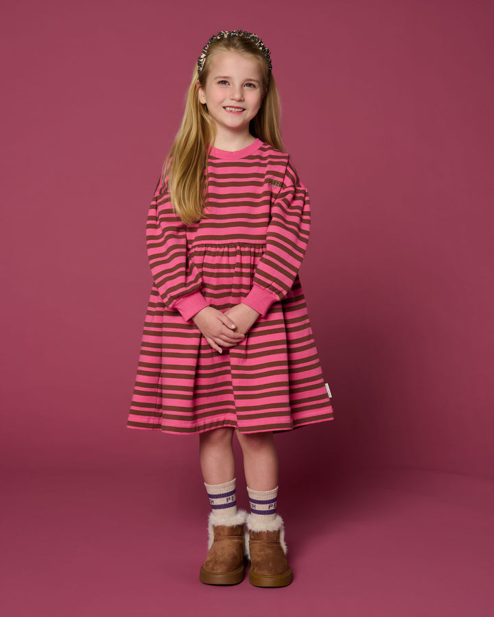 705 Eden Dress Stripe - Pink/Brown