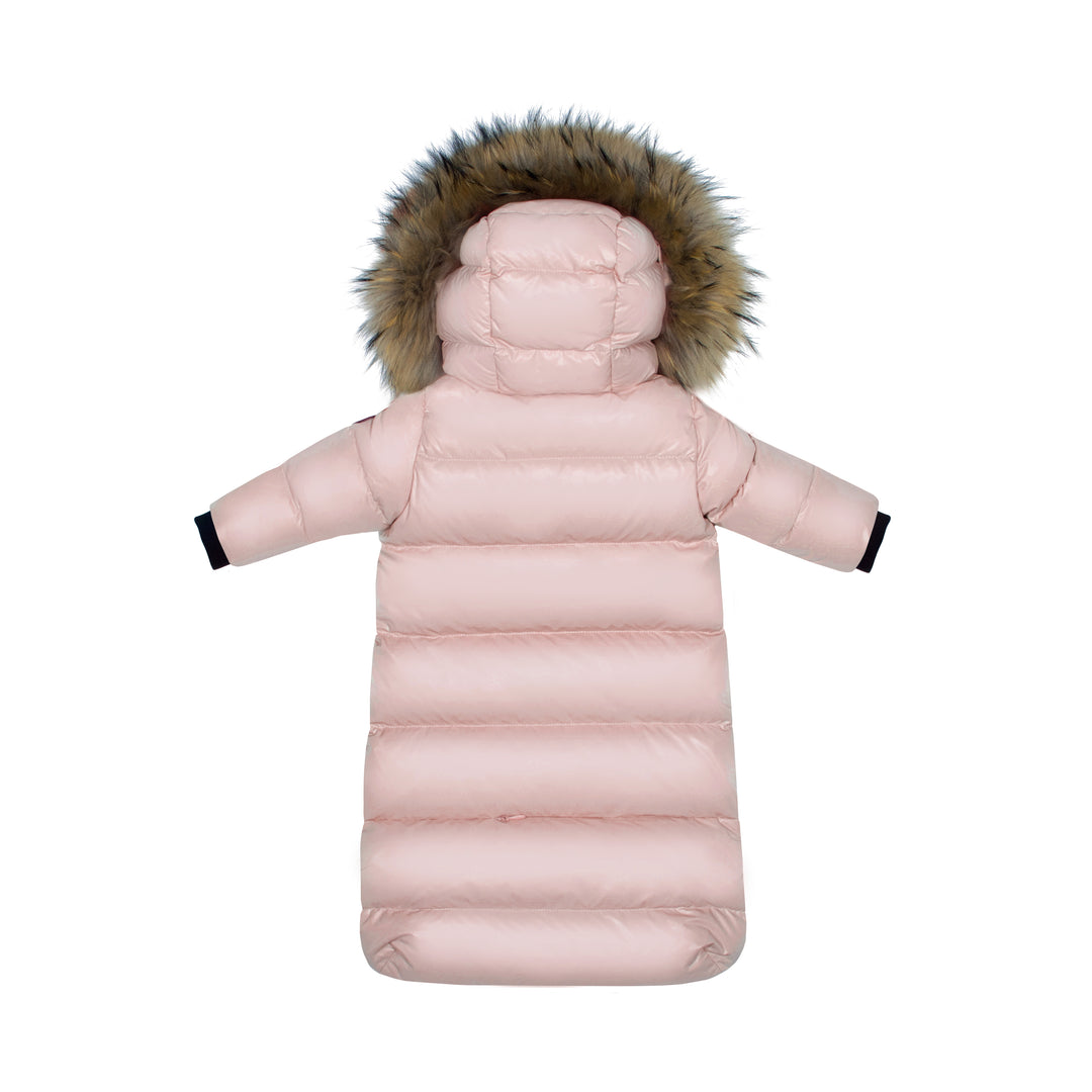 DOWN FUR SNOWSUIT PINK