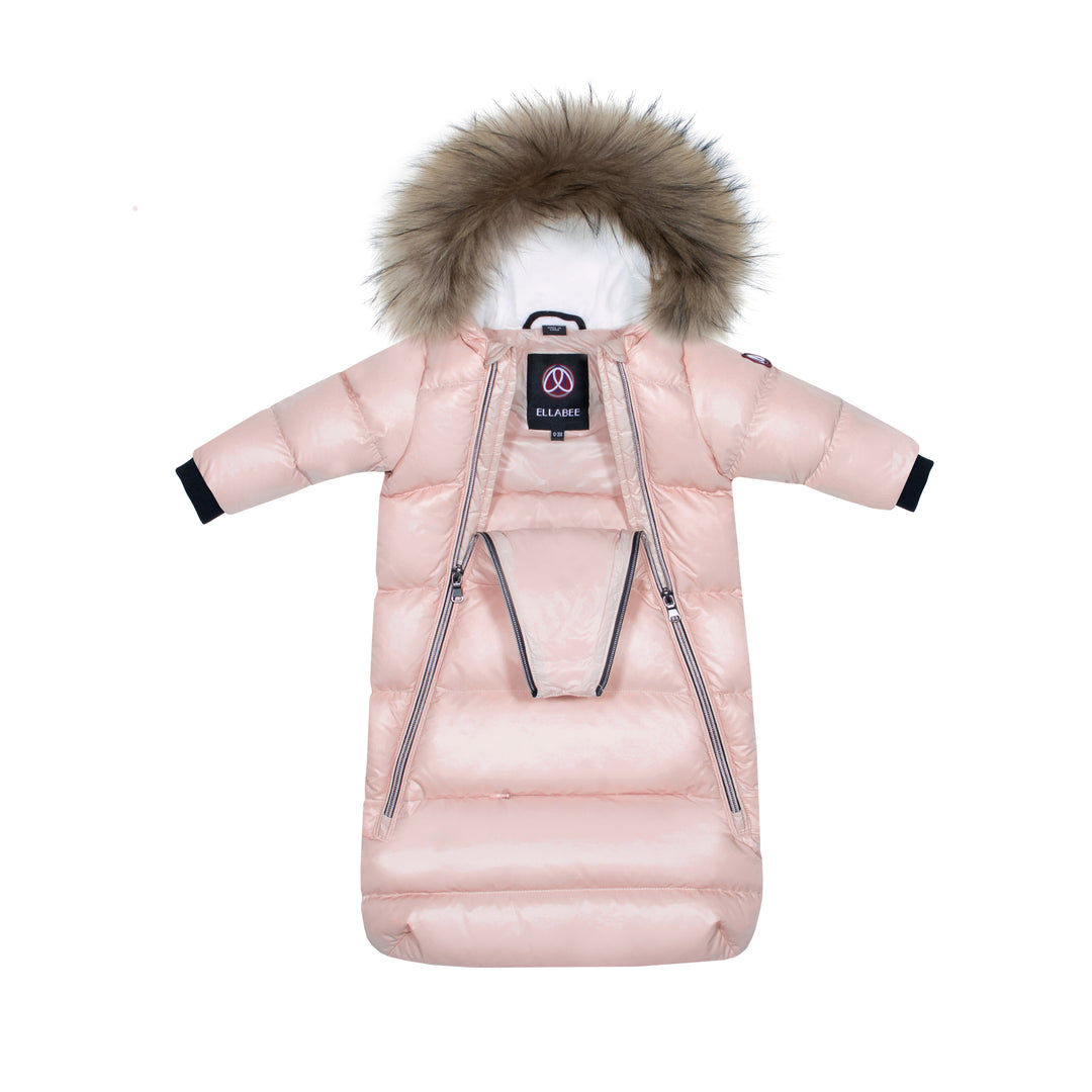 DOWN FUR SNOWSUIT PINK