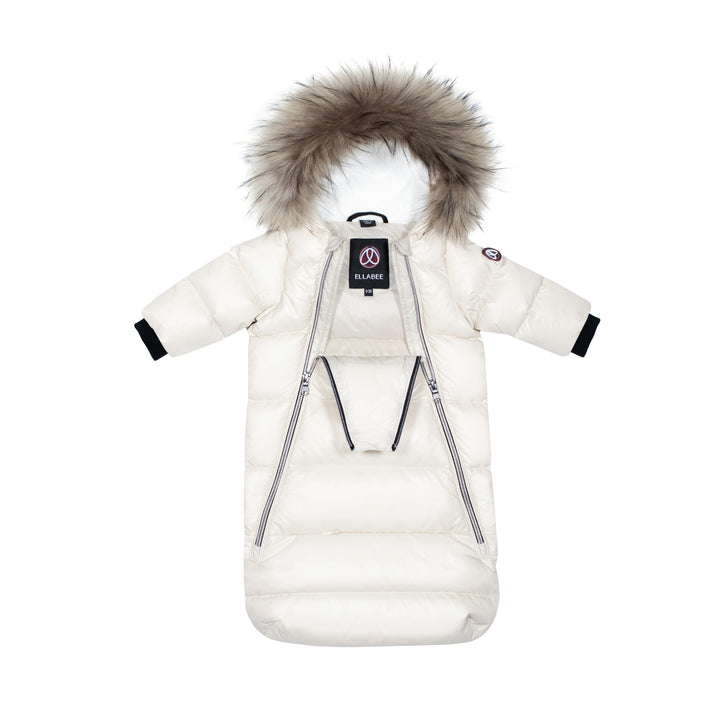 DOWN FUR SNOWSUIT OFF-WHITE