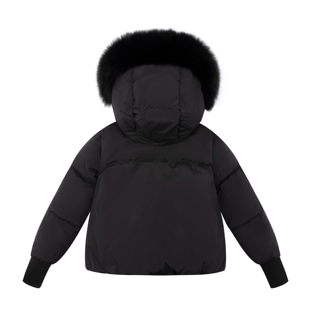F25-5002-STELLA DOWN FUR JACKET-Black/Black Fur
